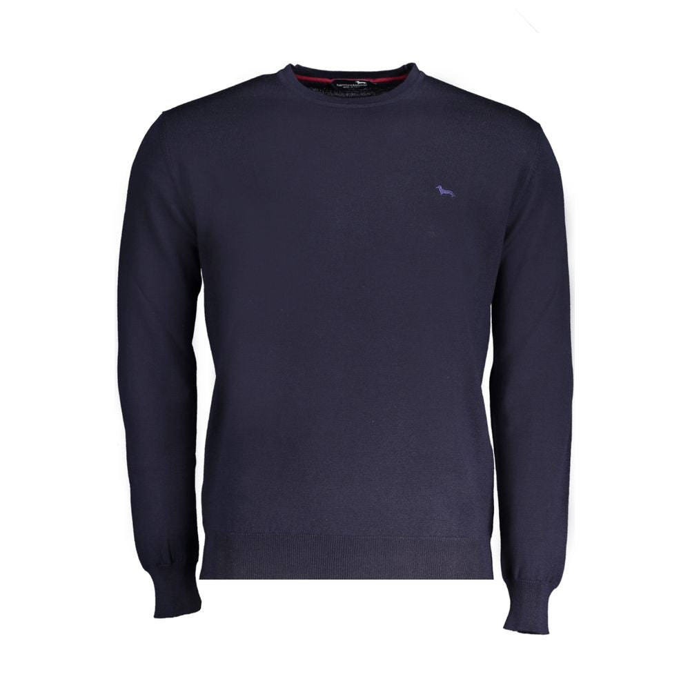 Harmont & Blaine Blue Wool Sweater, long sleeved, jersey, crew neck, with logo embroidery.