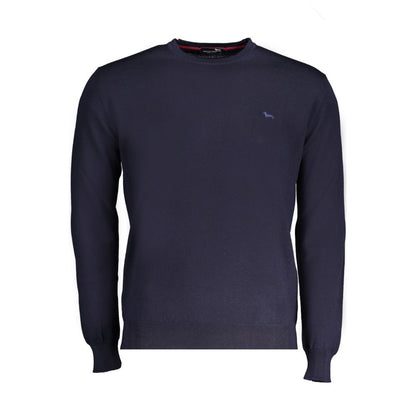 Harmont & Blaine Blue Wool Sweater, long sleeved, jersey, crew neck, with logo embroidery.