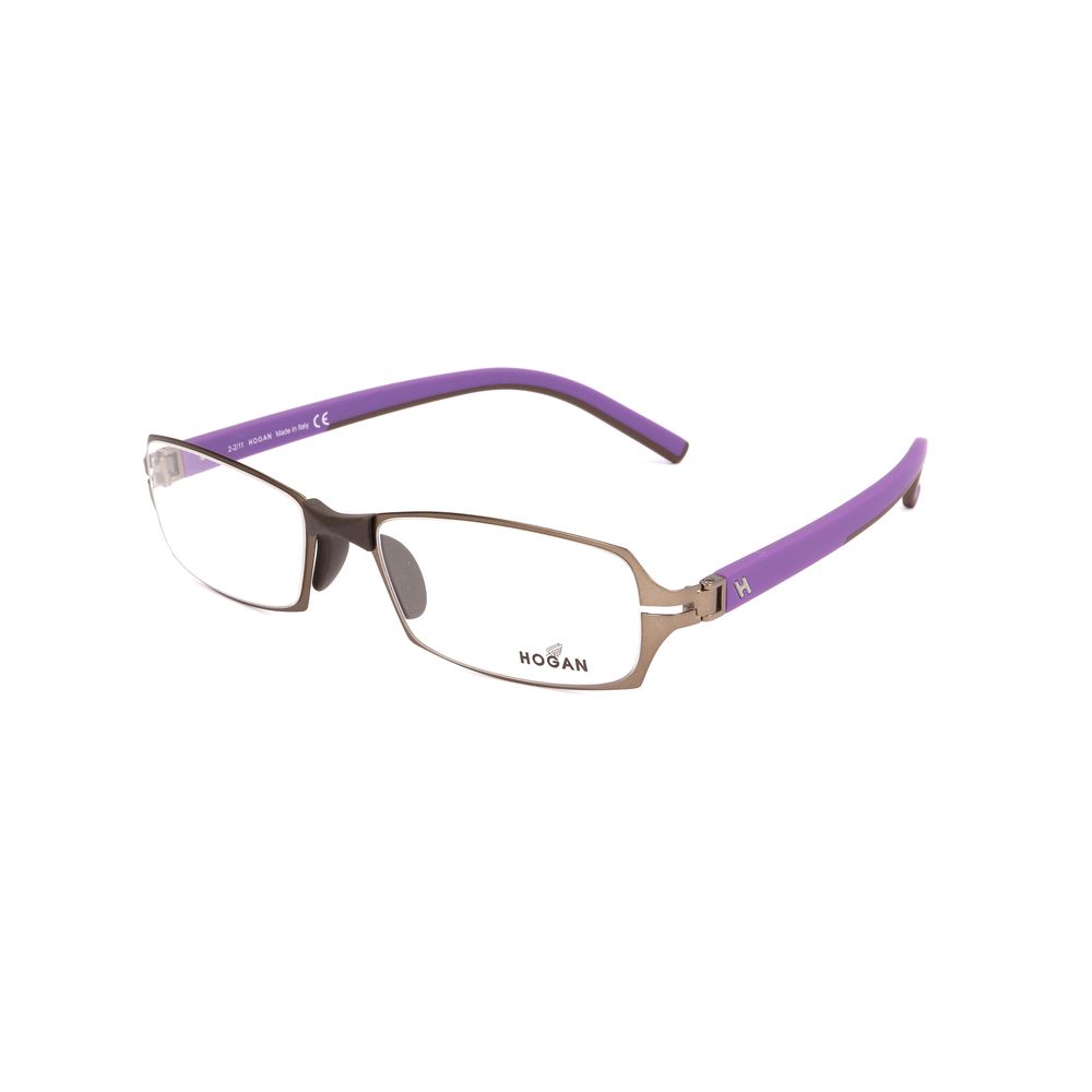 Hogan Brown Metal Frames for women, style HO5004046, matte brown metal, size 53/18/140 mm, with purple temples.