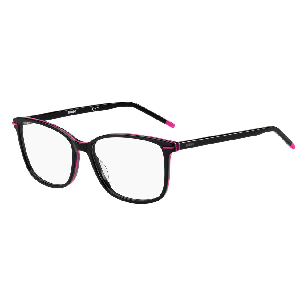 Hugo Boss Black Acetate Frames in black and fuchsia with measurements 55/16/140 mm, model HG-1176-3MR for women.