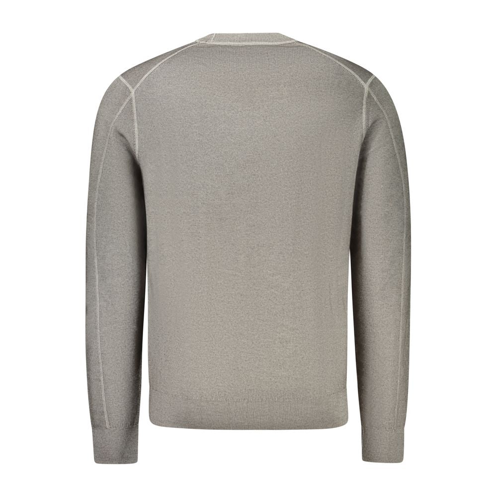 Hugo Boss Gray Wool Mens Sweater back view showcasing luxurious design and craftsmanship.