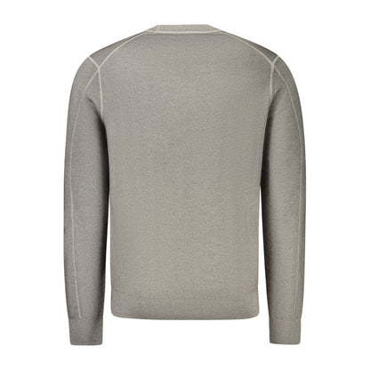 Hugo Boss Gray Wool Mens Sweater back view showcasing luxurious design and craftsmanship.