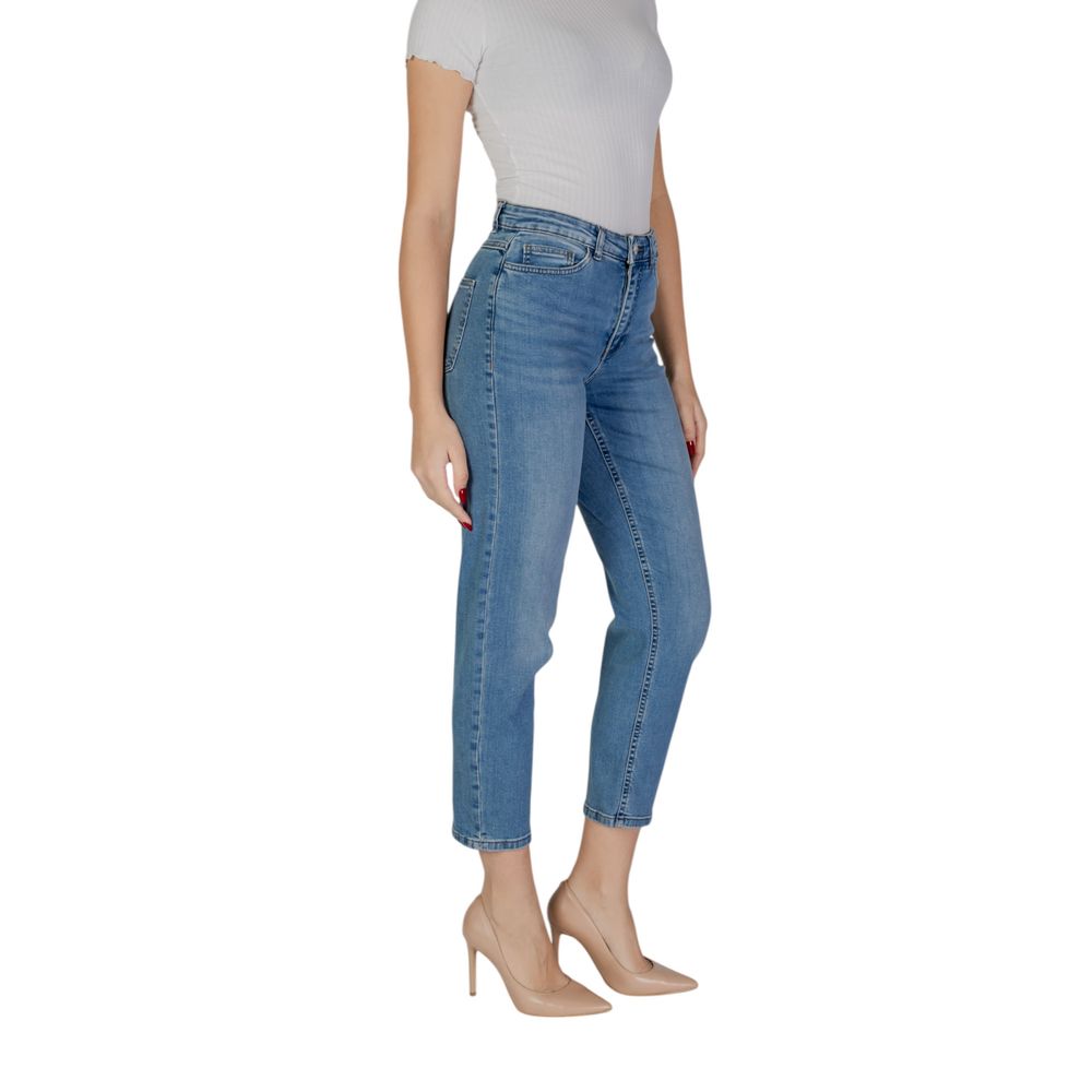 ICHI Light Blue Cotton Mom Jeans