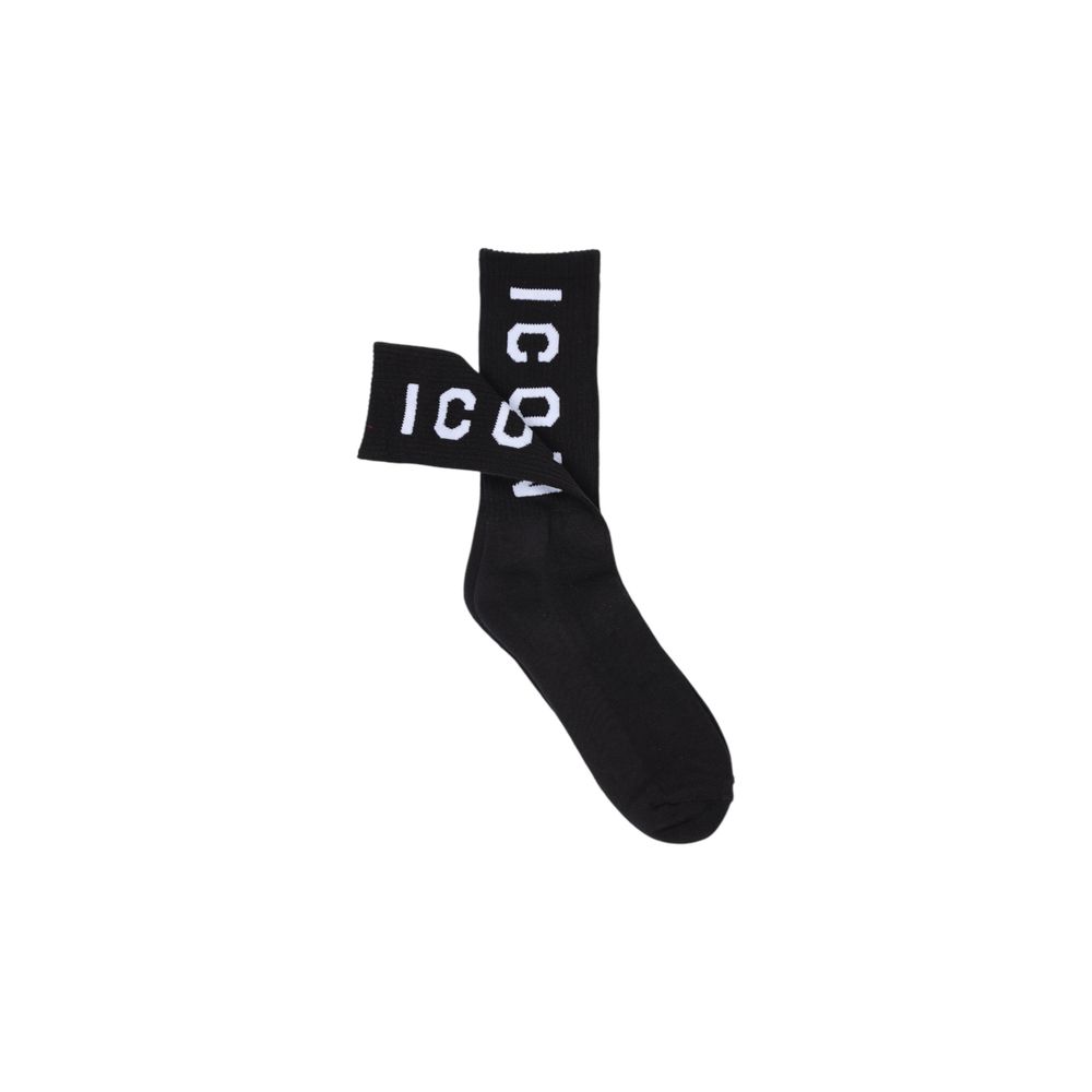 Icon Black Cotton Socks with logo, high-quality material blend, perfect fit, ideal for everyday wear and sports activities.
