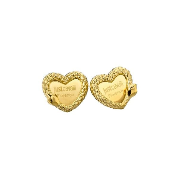 JUST CAVALLI JEWELS JEWELRY Mod. JCER00090200 gold heart earrings with intricate design.