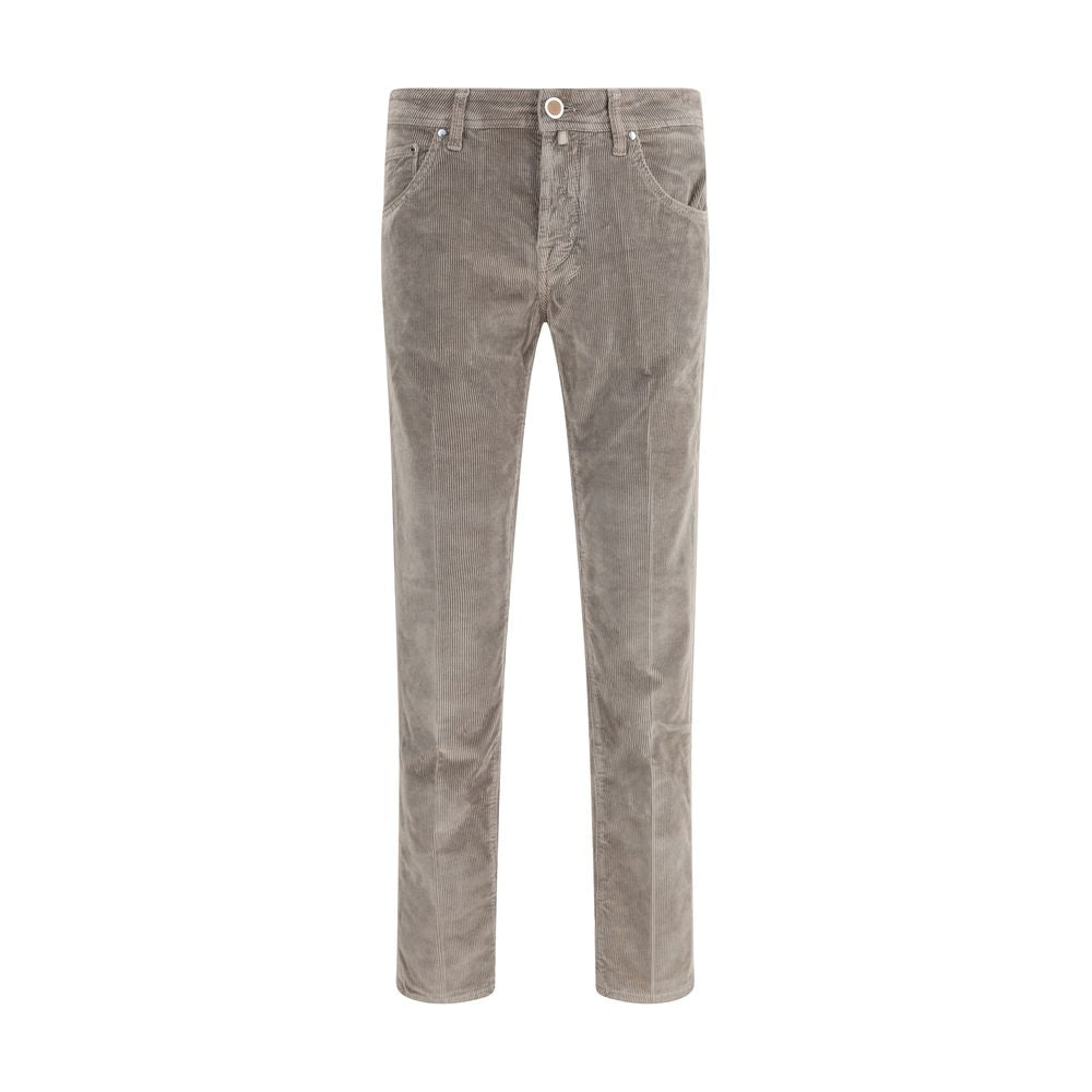 Jacob Cohen Gray Cotton Casual Pants with slim fit and classic five-pocket design, made of 78% cotton, perfect for AW25 season.