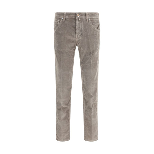 Jacob Cohen Gray Cotton Casual Pants with slim fit and classic five-pocket design, made of 78% cotton, perfect for AW25 season.