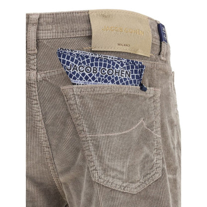 Back view of Jacob Cohen Gray Cotton Casual Pants with pocket details and label.
