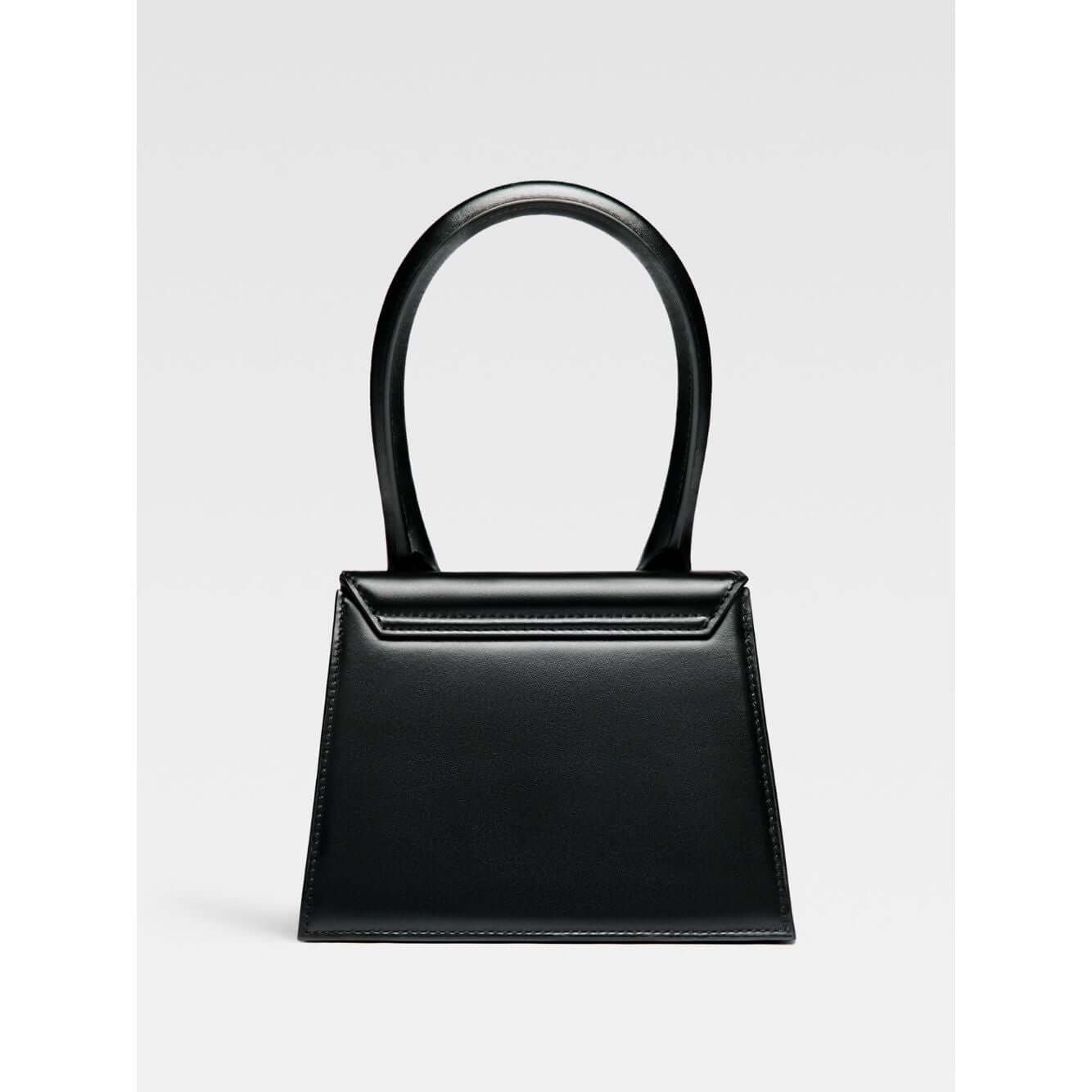 Jacquemus Le Chiquito Moyen Black Bag with gold hardware and removable strap.