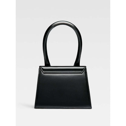 Jacquemus Le Chiquito Moyen Black Bag with gold hardware and removable strap.