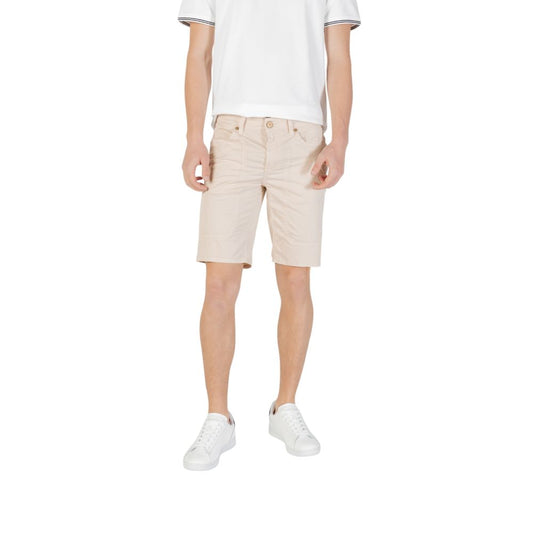 Jeckerson Beige Cotton Bermuda Shorts, men's summer wear, slim fit, casual style, five-pocket design, comfort blend.