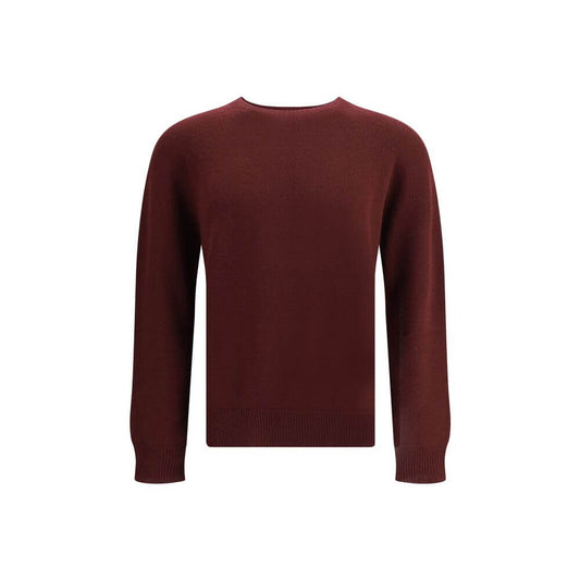 Jil Sander Bordeaux Fleece Wool Sweatshirt, elegant seamless design with ribbed cuffs and hem, ideal for minimalist looks.