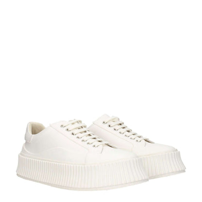 Jil Sander White Fabric Platform Sneakers