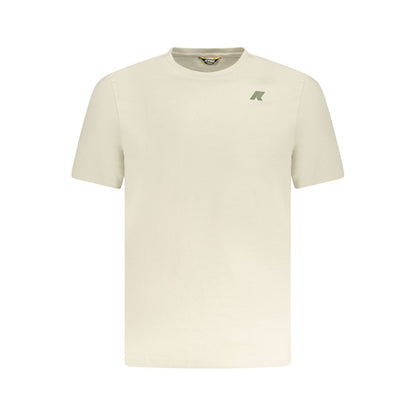 K-WAY Beige Cotton T-Shirt with short sleeves, crew neck, and embossed logo. Casual and stylish summer wear.