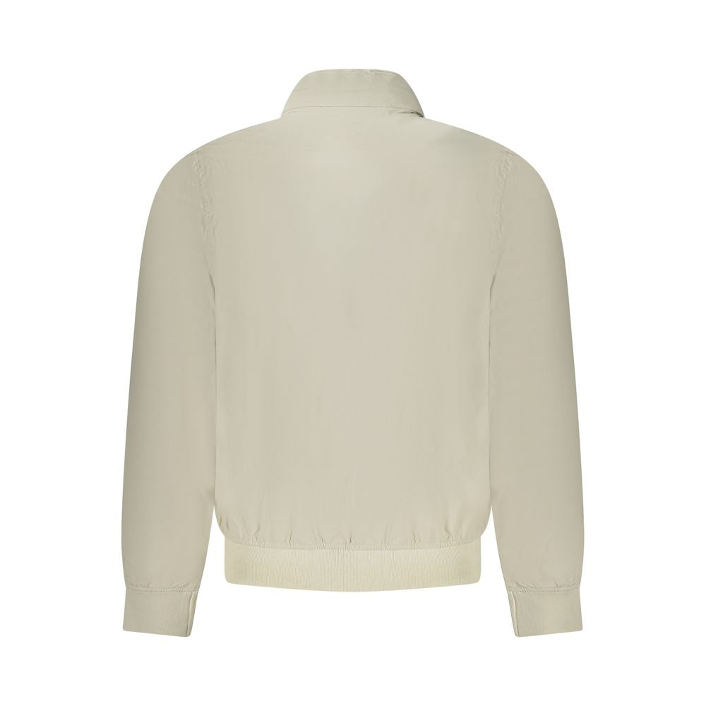 Back view of K-WAY Beige Nylon Men Jacket with a sleek design.