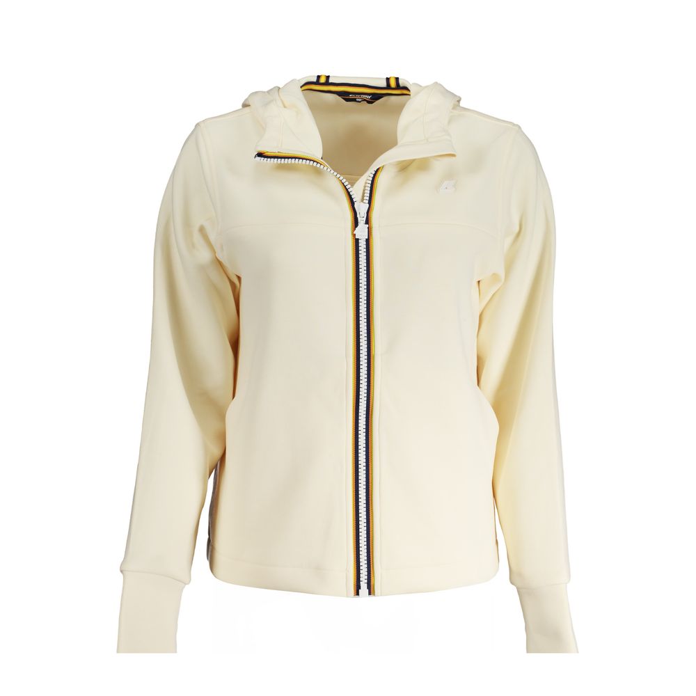 K-WAY Beige Polyester Women Sweater with hood, long sleeves, contrast details, and K-WAY logo, offering sophisticated style and comfort.