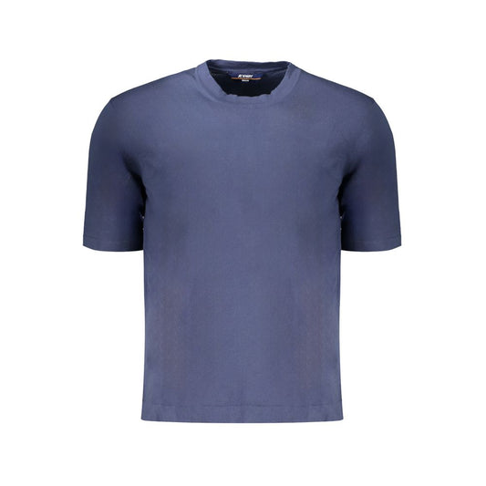 K-WAY Blue Cotton Sweater, short-sleeved crew neck t-shirt with logo.