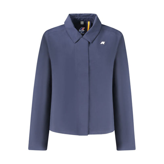 K-WAY Blue Polyester Women Jacket with fleece lining and dual fastening for comfort and style.