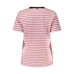 Back view of K-WAY Pink Cotton Women T-Shirt with pink stripes and crew neck.