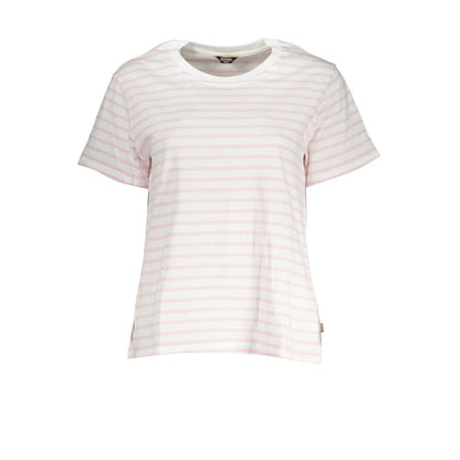 K-WAY White Cotton Women T-Shirt with round neck and contrast details.