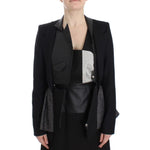 KAALE SUKTAE Black Short Blazer Coat Biker Jacket with elegant details and zip closure, featuring a stylish blend of materials.