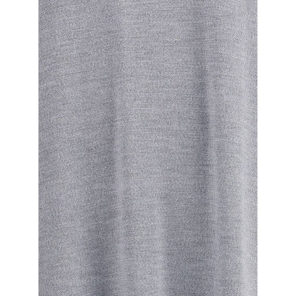 Close-up of the fabric texture of Khaite Gray Wool Casual Dress in medium-weight merino wool, showcasing its refined quality.