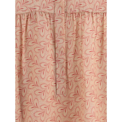 Close-up of Kristina Ti Multicolor Silk Pattern Shirt fabric with delicate foliage print and hidden button closure.