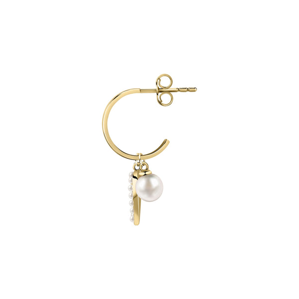 Gold hoop earring with pearl charm, LA PETITE STORY JEWELRY Mod. LPS02AQM38. Elegant accessory for a sophisticated style.