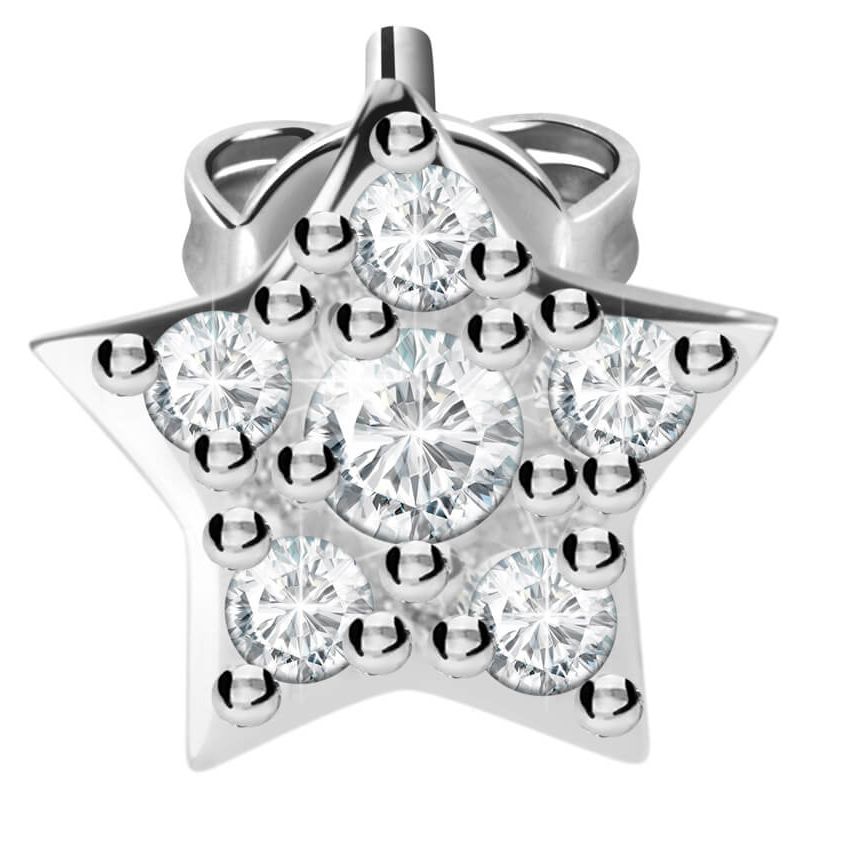 Silver star-shaped earring with crystal details by LA PETITE STORY JEWELRY Mod. LPS02ARQ03