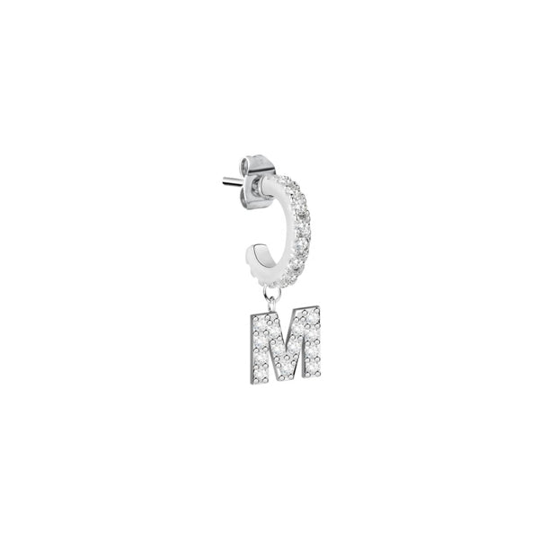 LA PETITE STORY JEWELRY Mod. LPS02ARQ65 silver earring with letter M charm and rhinestone details