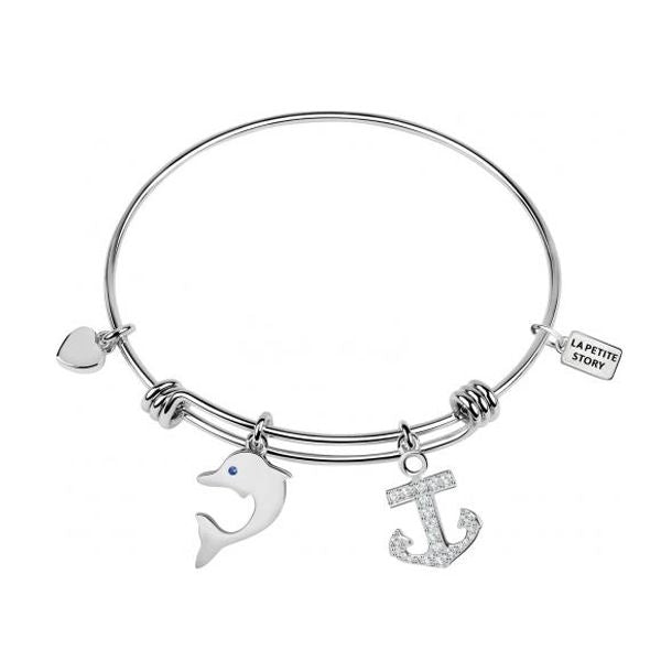 LA PETITE STORY JEWELRY Mod. LPS05AQJ11 dolphin charm bracelet with anchor and heart designs