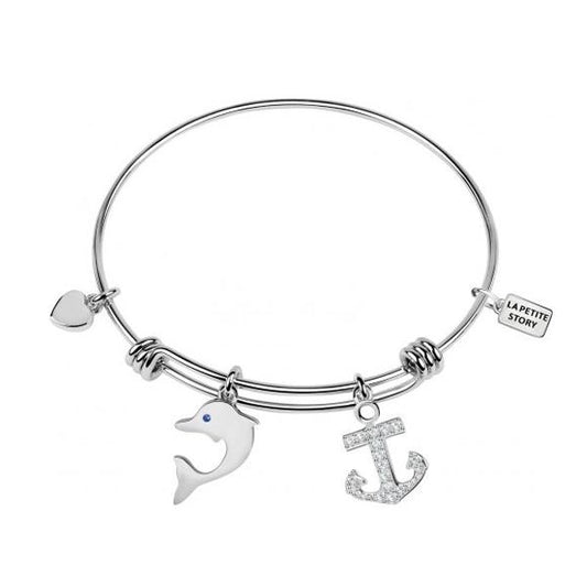 LA PETITE STORY JEWELRY Mod. LPS05AQJ11 silver charm bracelet with dolphin and anchor charms