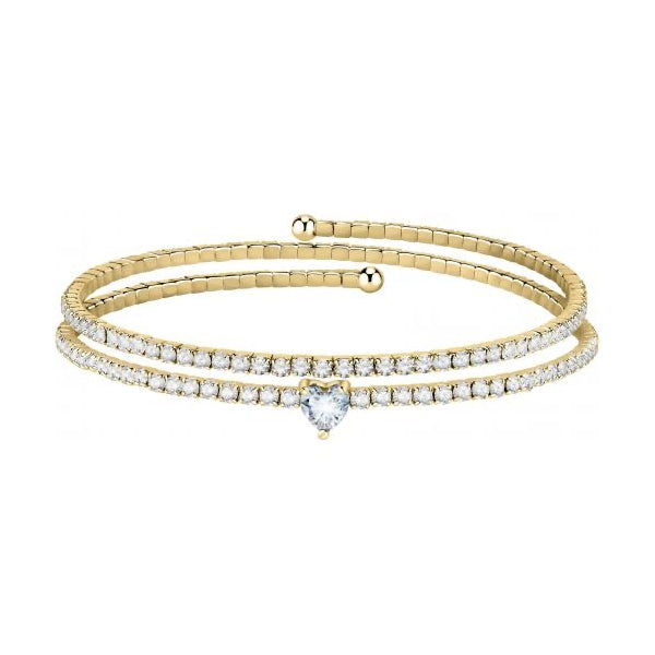 Gold double wrap bracelet with heart detail - LA PETITE STORY JEWELRY Mod. LPS05ASD24