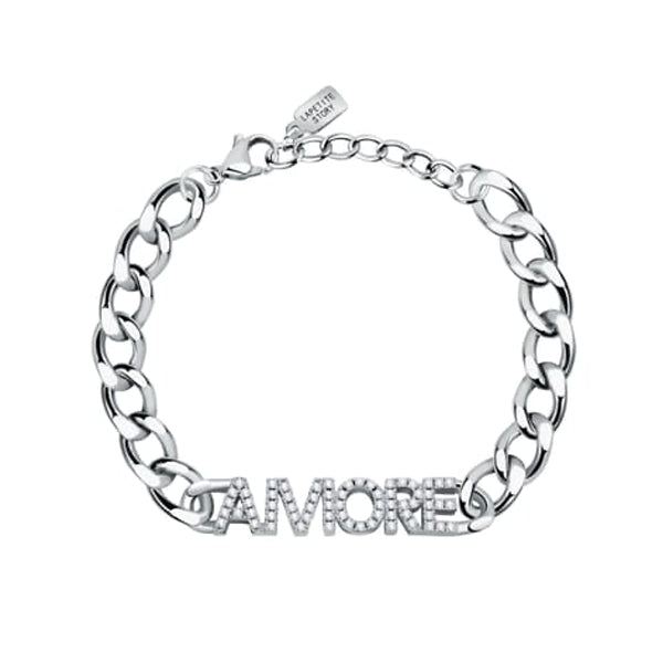 LA PETITE STORY JEWELRY Mod. LPS05ASD36 Amore bracelet with silver chain and rhinestone details