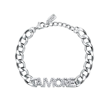 LA PETITE STORY JEWELRY Mod. LPS05ASD36 Amore bracelet with silver chain and rhinestone details