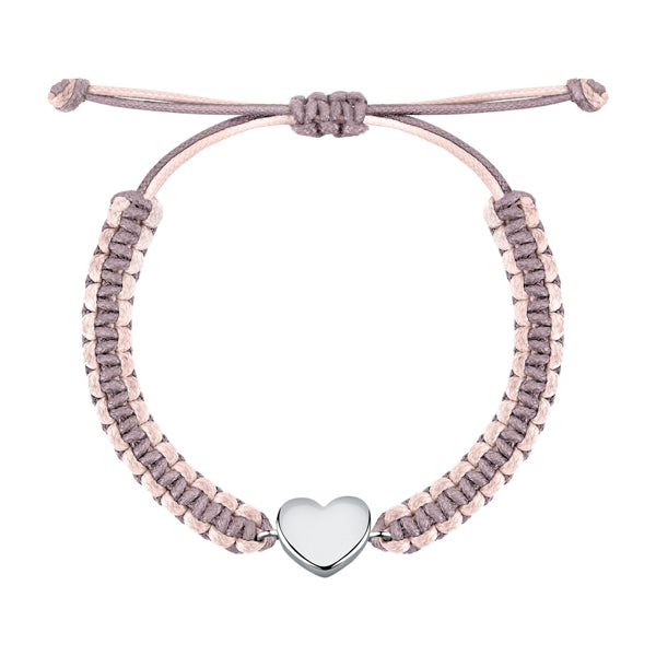 LA PETITE STORY JEWELRY Mod. LPS05ASD39 heart charm bracelet with adjustable cord in pink and silver.