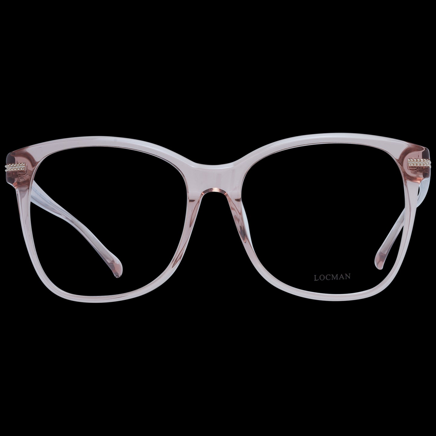 Alt Tag: LOCMAN MOD. LOCV018 57ROS ladies eyeglasses with clear frames and unique design, perfect for stylish fashion.
