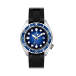 LORENZ MOD. DIVER SPORT stainless steel gent's wristwatch with 42mm case, blue dial, quartz movement, and 10 ATM water resistance.
