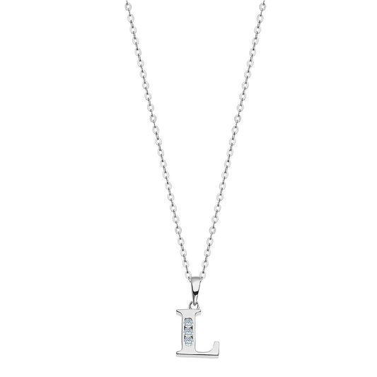 LOTUS JEWELS JEWELRY Mod. LP3054-1/L silver necklace with letter L pendant.