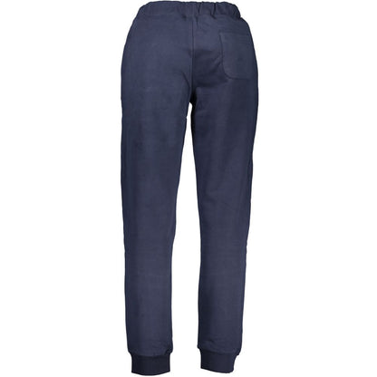 Back view of La Martina Blu Cotton Men's Sweatpant with elastic waist and pocket in blue color.