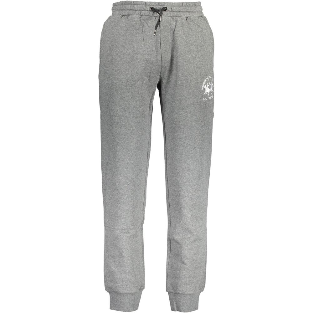 La Martina Gray Cotton Men's Sweatpants, comfortable and stylish casualwear.