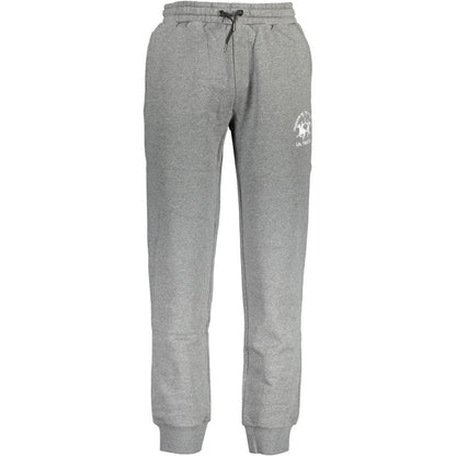 La Martina Gray Cotton Men's Sweatpants, comfortable and stylish casualwear.