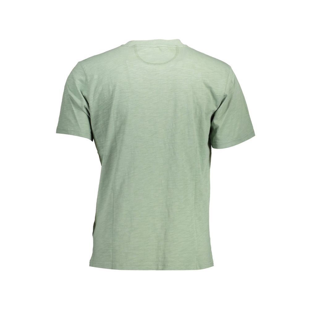 Back view of La Martina Green Cotton Men T-Shirt showcasing elegant design and premium fabric for a stylish modern look.