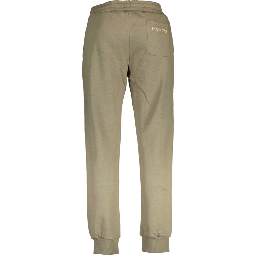 La Martina Green Cotton Pant featuring elastic waist, elastic ankle, 2 pockets, 1 back pocket, and embroidered logo.
