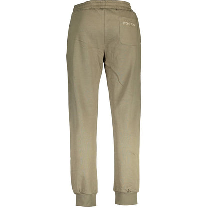 La Martina Green Cotton Pant featuring elastic waist, elastic ankle, 2 pockets, 1 back pocket, and embroidered logo.