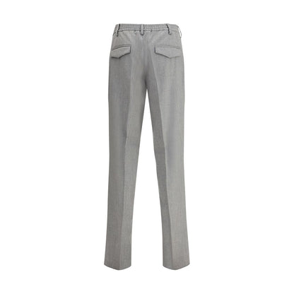 Lardini Gray Fleece Wool Chino Pants back view with elastic waistband and flap pockets, AW25 collection, elegant and practical design.