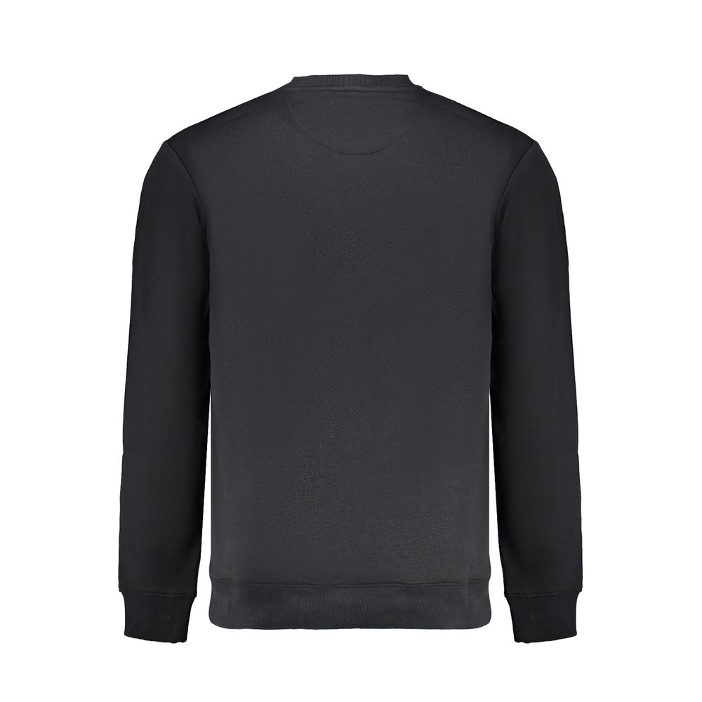 Back view of Lee Black Cotton Men Sweater showcasing simple and sleek design.