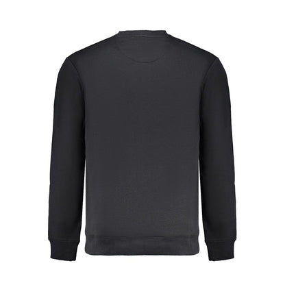 Back view of Lee Black Cotton Men Sweater showcasing simple and sleek design.