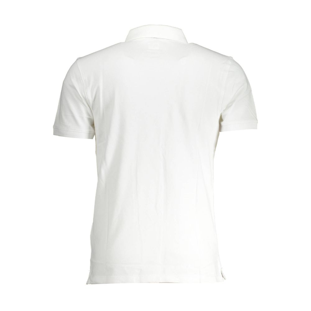 Back view of Levi's White Cotton Men Polo with short sleeves and classic design