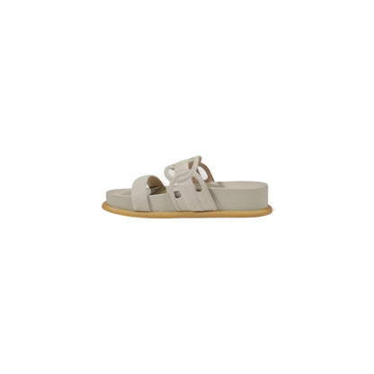Liu Jo Gray Leather Flat Sandals